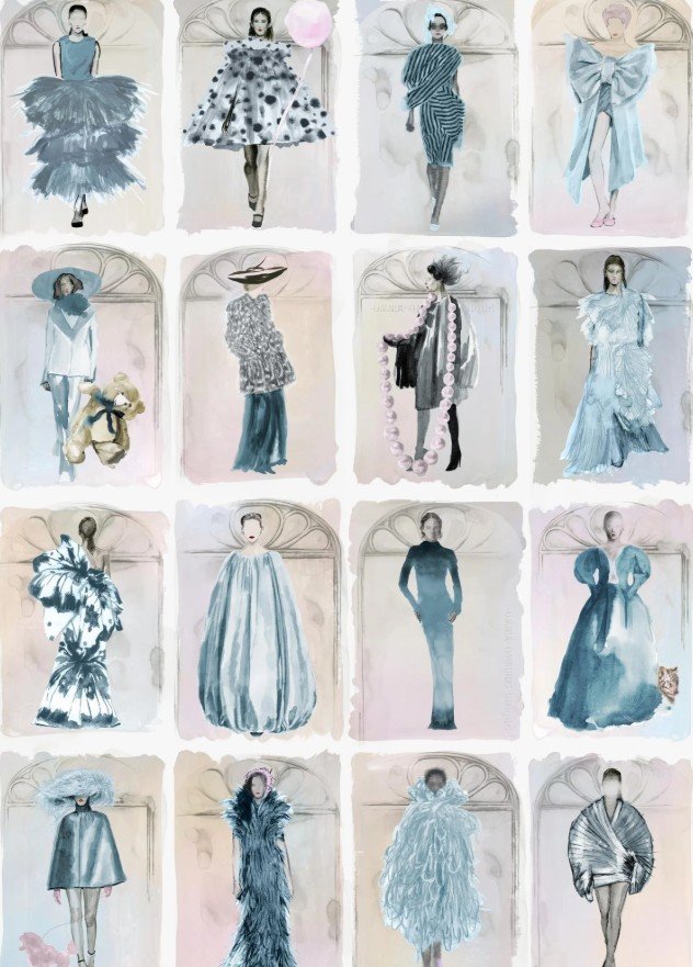 Couture Carousel with windows China Bleu Pearl Couture Carousel with windows China Bleu Pearl