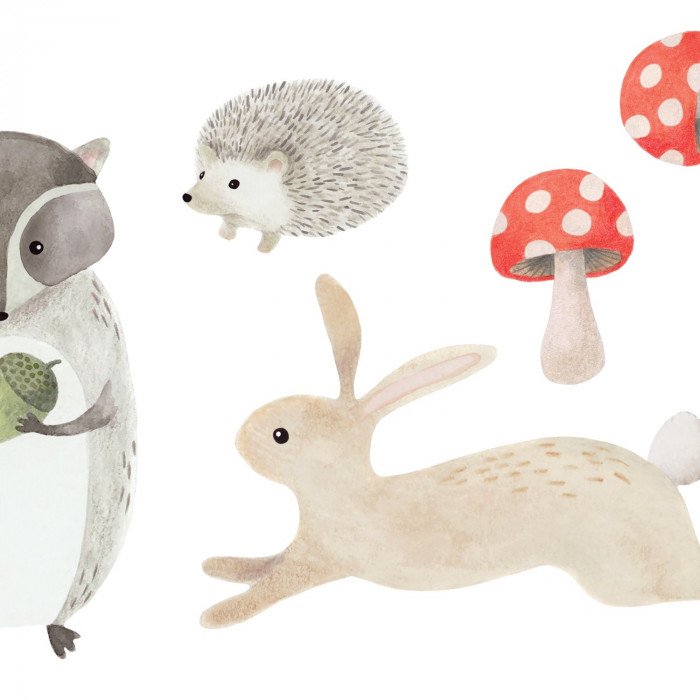 Decor pre-encolle animals forest Naturel